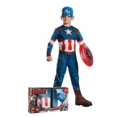 Disfraz Capitan America + escudo en caja tallas